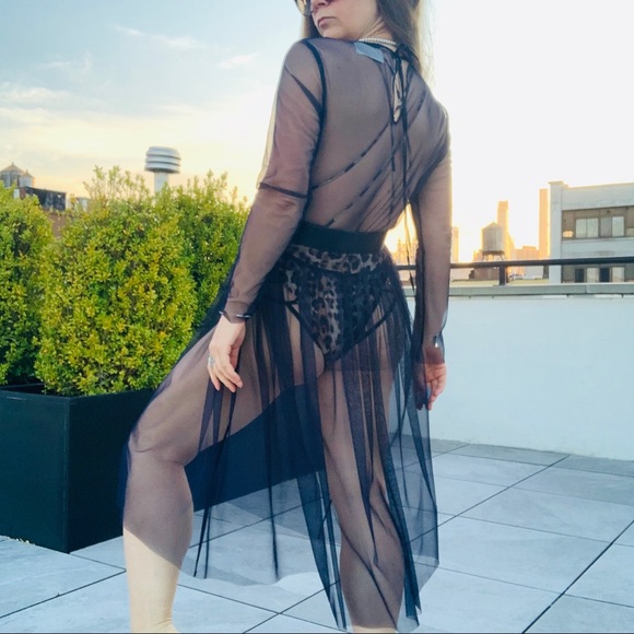 Zara Blue Transparent Tulle Tutu Mesh Midi Dress - Picture 9 of 16